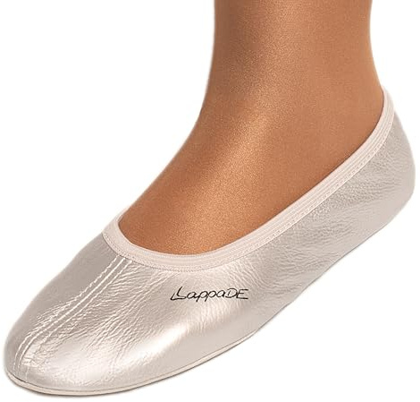 Lappade Schwarz, Weiß, Jeansblau, Rosa, Lila, Rot Gymnastikschuhe, Schläppchen, Turnschläppchen mit Ledersohle Gr. 28-46