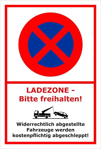 Melis-Folienwerkstatt Parken verboten Schild – Abschleppschild - Ladezone - Bitte freihalten – 30x20 cm – Aufkleber – Verschiedene Größen und Materialien