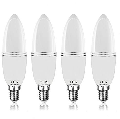 Yiun Lot de 4 ampoules LED E14, 12 W, équivalent à 100 W, 1200 lm, blanc chaud 3000 K, IRC > 80+, base décorative