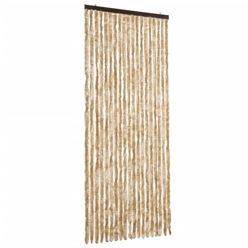 vidaXL Cortina Mosquitera de Puerta de Chenilla Beige 56x185 cm Anti Insectos