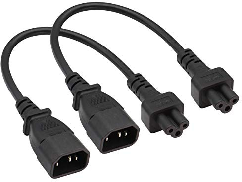 AAOTOKK(2Stücke) IEC 320 C14 zu C5 Netzadapterkabel,10A 125V IEC 3Poliger Männlich zu Mickey Mouse 3Poliger Weiblich Netzteil,für Mickey Mouse Laptop Konverter(30cm)