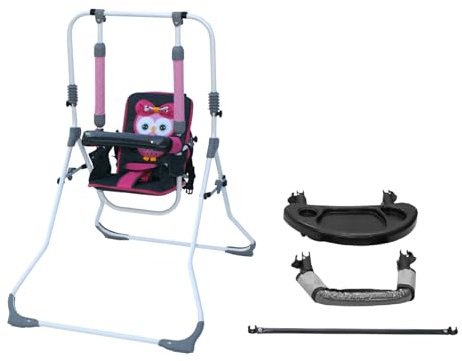 2in1 Skyline Kinderschaukel Babyschaukel Babywippe Zimmerschaukel Gartenschaukel Indoor Outdoor Baby Schaukel und Hochstuhl in einem Sicherheitsgurt mit Bügel kompakt zusammenklappbar Drinnen Draußen