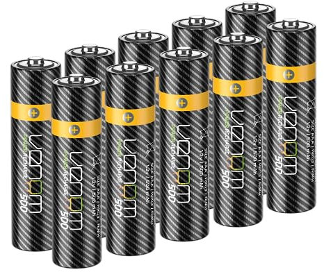 Venom Batterie ricaricabili AAA - 500mAh 1.2V NiMH (confezione da 10), Nero