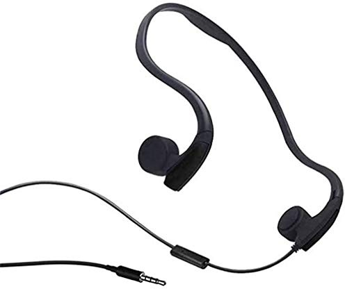 Écouteur De Conduction Osseuse Câblée, Filaire 3,5 Mm Imperméable À l'eau, Réduction du Bruit Micro Mains Libres pour Les Téléphones Intelligents,Noir