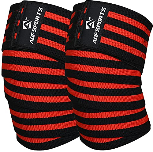 AQF Rodillera Vendaje para Levantar Peso para Rodillera’s menisco y ligamento Soporte Elástico con Protección Elásticas para Levantamiento de Potencia