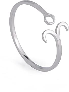 Dreamtimes Anneaux astrologiques en acier inoxydable pour femme 12 signes astrologiques Bague ouverte Ariete Leone vierge Boutons de manchette balance Poisson Scorpion Cadeau
