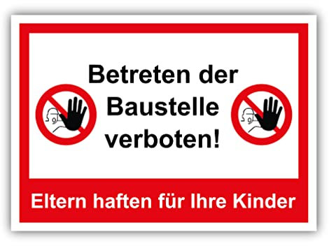 tradercat Betreten der Baustelle verboten Schild PVC Hartschaumplatte Schilder mit UV-Schutz Baustelle betreten verboten Hinweisschilder Bau stelle Warnzeichen (PVC | 30 x 21 cm)