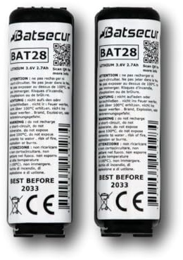 BATSÉCUR - 2er-Pack Alarmbatterien BAT28 Kompatibel mit BATLi28 BATLi38 3.6V 2Ah Daitem - 3.6V 2.7Ah Li-SOCl2