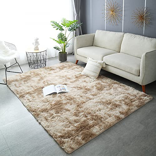 Nyescasa Hochflor Teppich Langflor Wohnzimmer Teppich Modern Flauschig Weich Rechteckig Teppich für Wohnzimmer Kinderzimmer Schlafzimmer Flur Läufer Braun Shaggy Teppich Innen 160x230cm