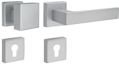 Gedotec Wechselgarnitur Aluminium Türgriff Zimmertür Türbeschlag chrom Knopf-Drücker | PUSH 1317 | PZ - Profilzylinder | Türklinke Antik Vintage | 1 Design Knauf-Garnitur inkl Befestigungsmaterial