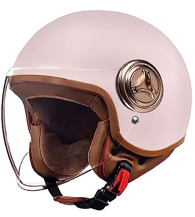 Casco Moto Retro,ECE Homologado Abierta Medio Jet Casco,Casco Scooter con Visera,Ciclomotor Casco para Hombres y Mujeres Adultos