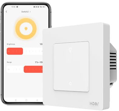 MOES Zigbee Smart Dimmer Lichtschalter,Erfordert Neutralleiter und MOES Zigbee Gateway,Wechselschalter Unterputz,kompatibel mit Alexa und Google Home,No kompatibel mit Philips Hue(1 Fach)