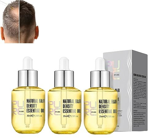 Purc Natürliches ätherisches Öl mit Haardichte, Purc-Öl für Haarwachstum, Purc Oil for Hair Growth, Verhindert Haarausfall, Kopfhautbehandlungen (3 Stück)
