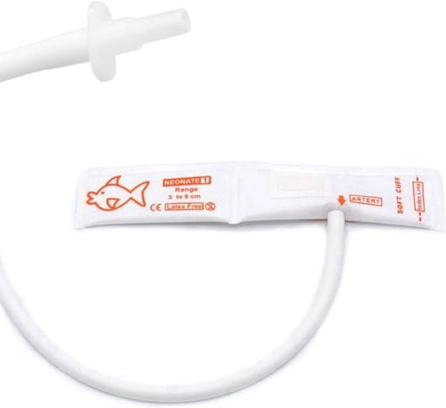 5 manguitos desechables para presión arterial veterinaria con conector BP 05 para gatos, perros, animales, 3-6 cm, tubo único, repuesto NIBP para mascotas, color blanco