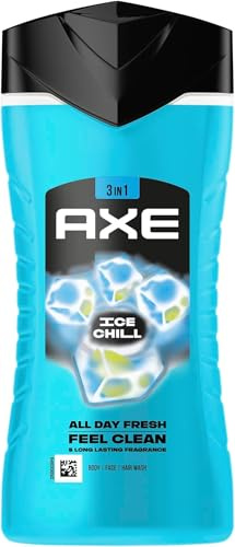 Axe 3-in-1 Duschgel & Shampoo Ice Chill für langanhaltende Frische und Duft nach der Dusche dermatologisch getestet 250 ml (Packung mit 5)