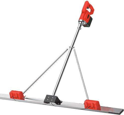 GJVBGA Grattoir éLectrique pour BéTon Kit Vibrant pour Chape en BéTon RèGle De Nivellement De Surface en BéTon avec Planche en Acier Inoxydable De 150 C(Size:1,8m,Color:2batteries)