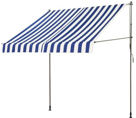 HXYhydrypd Markise Balkon Ohne Bohren, Klemmmarkise mit Kurbel, Sonnensegel Aufrollbar, Standmarkise, Markise Terrasse(Color:Blue,Size:250 * 130cm/98.4 * 51.2in)
