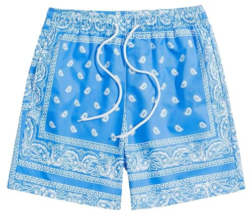 Herren Paisley Shorts Mesh Grafik Bandana Print Boho Sommer Strand Leichte Kordelzug Shorts Baumwolle leichte Shorts mit Kordelzug