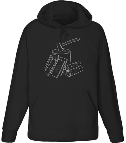 Azeeda Large 'Chopping Firewood with Axe' Adult Hoodie/Hooded Sweater/Jumper (Black) (HO00215711)