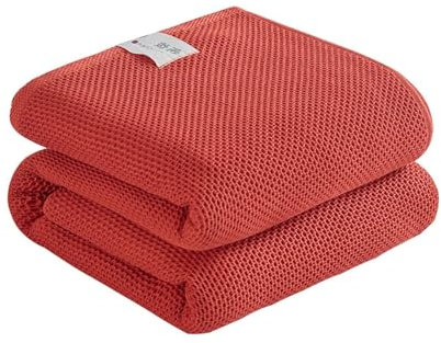 DEZYPZAM aumwolle Decke | Tagesdecke | Kuscheldecke | Leichte Wohndecken | Waffelpique Tagesdecke | Baumwolldecke als Überwurf, Couch-Decke (Rot,200 x 230cm)
