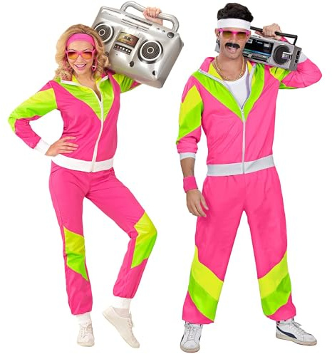 W WIDMANN MILANO Party Fashion - Costume survêtement, veste et pantalon, tenue des années 80, survêtement de jogging pour le carnaval et les fêtes