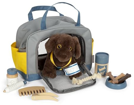 small foot Cane con Borsa e Kit per la Cura, Animali Domestici, Giocattolo per Bambini dai 2 Anni in su, 12600, Multicolore