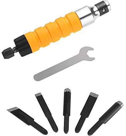 Cincel eléctrico for tallar carpintería, Cuchillo de Grabado, Accesorios for Herramientas for Carpintero y buril, 5 Cuchillas y 1 Llave (se Necesita Unidad de accionamiento)