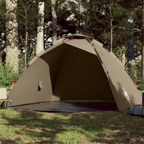 Tino Tech Tienda de campaña de pesca para 4 personas, resistente al viento, tienda de campaña grande, ultraligera, tienda de campaña para exteriores, 260 x 246 x 180 cm, poliéster marrón