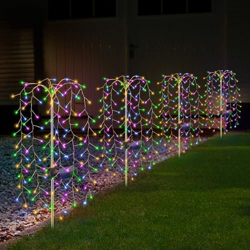 HEYANN Solar Garden Lights Outdoor, Solar Copper Wire Willow Light Light Led Outdoor Waterproof Courtyard Decoration Lawn Plug-In Light for Yard Pathway Patio Decorative (4)