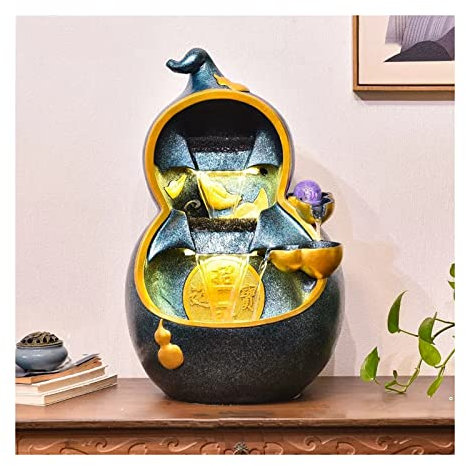 Fuente de sobremesa Fuente de mesa interior de resina con forma de calabaza y agua que fluye natural, fuentes de agua for interiores for decoración de escritorio, sala de estar, oficina en casa Fuente