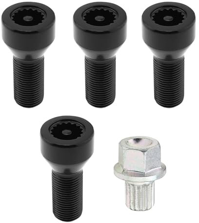 ePathChina Set di 5 bulloni antifurto per ruote M14 x 1,25 mm, 36136786191, per BMW Mini, I3, I8, M2, M4, F80, X2, X4, X6, con chiave principale, colore: nero
