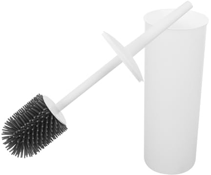Zerodeko Set Scopino WC Manico Lungo Silicone Bianco, 1 Pezzo | Plastica, Forma Semplice, Pulizia Accurata, per Ufficio e Bagni di Casa, Accessori Bagno