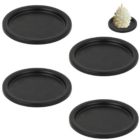 4 Stück Kerzenhalter, Kerzenständer Metall Stumpenkerzen Kerzenteller Schwarz Kerzenständer Teelichthalter Stabkerzen Deko Tablett Rund Kerzenuntersetzer Home Party Weihnachts Tisch Deko
