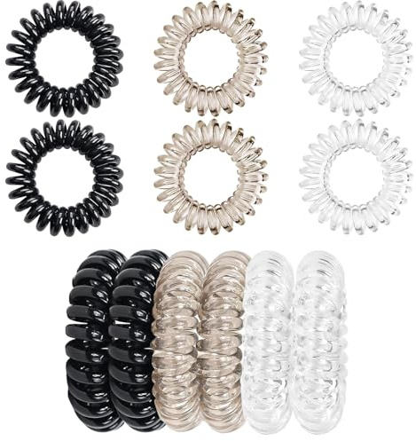 12 Pcs Spiral Coil Ties - No Crease, Non-Slip Plastic Hair Bands for Women | Tangle-Free, Gentle, Waterproof and Durable Elastics for All Types