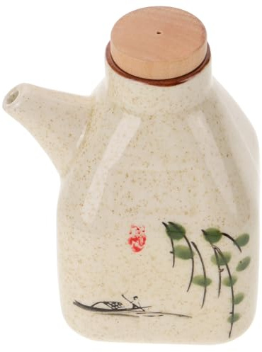 EXHUMKY Dispensador De Vinagre y Salsa Cerámico Pequeño, 150 Ml, Cerámica Lisa, Apto Para Cocina y Restaurante, Botellas Para Condimentos Líquidos, Diseño Sellado y Reutilizable