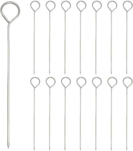 15 PCS Food-Grade Metal Kebab Lacers, Stainless Steel BBQ Skewers, Reusable Skewers Ideal for Halloween Christmas Party