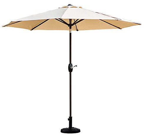 WOTZOV Parasol d'extérieur, diamètre 225 cm, Parasol de Jardin, avec poignée réglable, Parasol de Plage, Parasol de marché，Beige sans Base