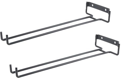 Nicear 2-pack glasställ Väggmonterade hängställningar Mugghållare Glasögon Förvaring För Skåp Kök Bar Pub Svart