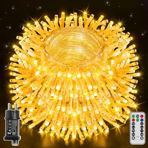 Ollny Lichterkette außen 100M 1000 LED, Lichterkette lang mit Fernbedienung 8 Modi Timer, IP44 wasserdicht Lichterkette outdoor für Party Hochzeit Ostern Garten Balkon(warmweiß)