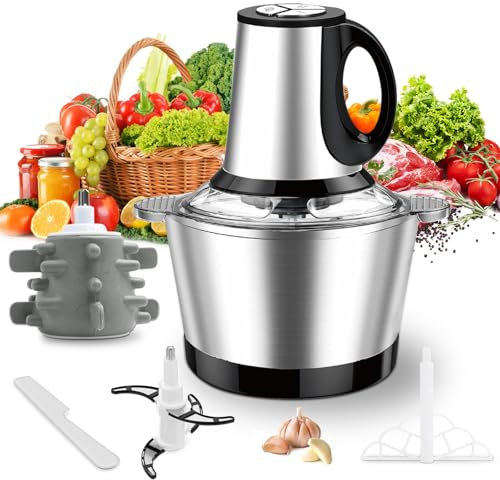 Trituradora de mini alimentos eléctrica de 600w, picadora de carne controlada a 3 velocidades, con tazón de acero inoxidable 2l, para cocina, comida para bebés, comida para mascotas