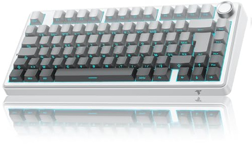 Clavier Gaming Mécanique- 75% ISO-FR sans Fil Hot-Swap, Gasket Mount, RGB, MK209 Clavier Gamer AZERTY avec Knob, Tri Mode Keyboard TKL, PBT Keycaps, Son Creamy, Red Switch pour PC/Mac/PS4/PS5