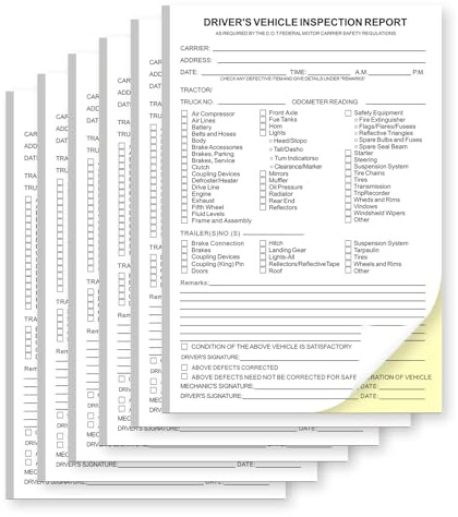 Detaillierter Fahrer-Inspektionsbericht für den täglichen Fahrzeuginspektionsbericht – kohlenstofffreie 2-teilige Formulare, 14 x 21,6 cm, Checkliste vor der Fahrt für LKW-Fahrer (50 Sets pro Buch
