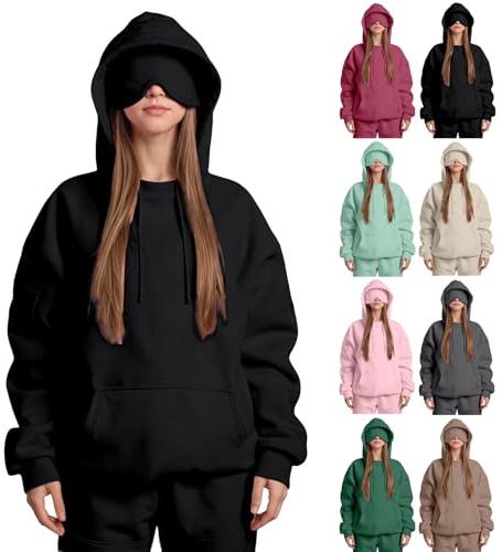 Comfrt - Airplane Mode Travel Hoodie with Eye Mask, Hoodie with Eye Mask Built in, 2-in-1 Pullover Wearable Blanket for Sleep