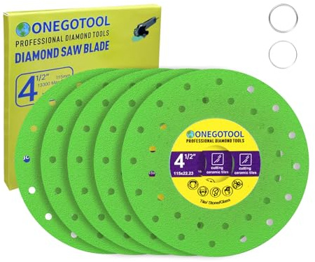ONEGOTOOL 4-1/2 inch Tile Cutter Diamond Saw Blade for Angle Grinder Porcelain Ceramic Glass Marble Cutting Tools Grinding disc (5pcs)