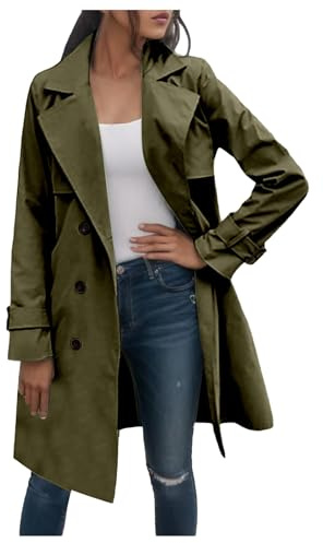 Generico Trench Donna Curvy, Cappotto Oversize Donna Sottile Trench Lungo con Bottoni Cappotto Giacca Casual Classica Antivento Cappotto di Transizione Tinta Unita Autunno Primavera