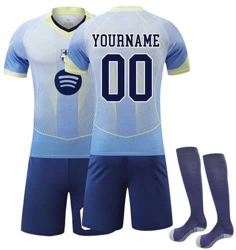 Generico Barcellona Maglia da Calcio per Bambini, Maglie da Calcio per Ragazzi, Magliette Pantaloncini e Calzettoni Personalizzata con Il Tuo Nome e Numero