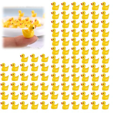 SOGHO Mini patos 100 unidades, mini patos de resina, pequeños patos de resina, lindos patos, decoración de pato, minipato chirrido para bricolaje, acuario, jardín, paisaje, casas de muñecas
