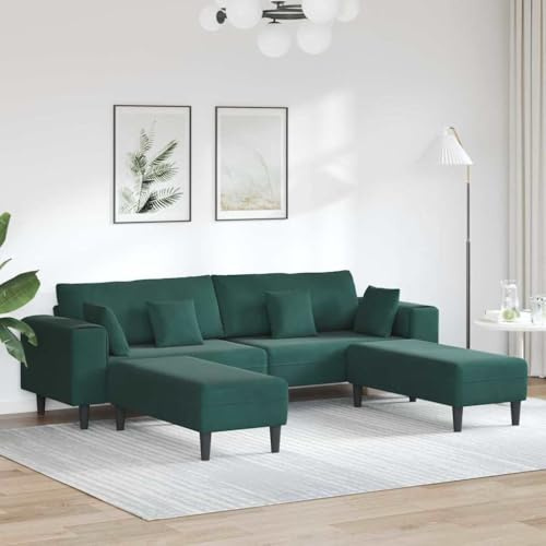 HETFTJN Samt U-Sofa 3-Teilig Dunkelgrün 250x188x76 cm Big Sofa mit Ottomane Modernes Wohnzimmer Couch Ecksofa Langlebig für Lounge Sitzecke