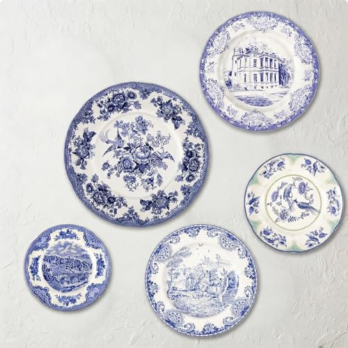 Yiyiring 5 Pcs Holland Ceramic Wall Plates, Architecture Vintage Set Gift