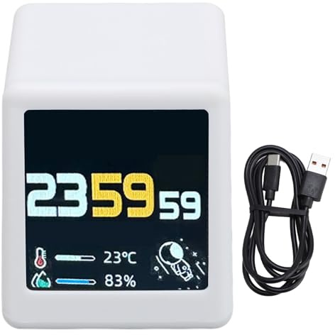 Ausla Reloj Digital Estación Meteorológica, Reloj Despertador de Escritorio Pronóstico de Temperatura y Humedad Termómetro Interior para Niños Recordatorios para Ancianos, 12x12x6cm